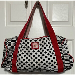 Little Miss Matched Girl's‎ Black Red White Duffel Bag Zipper Closure